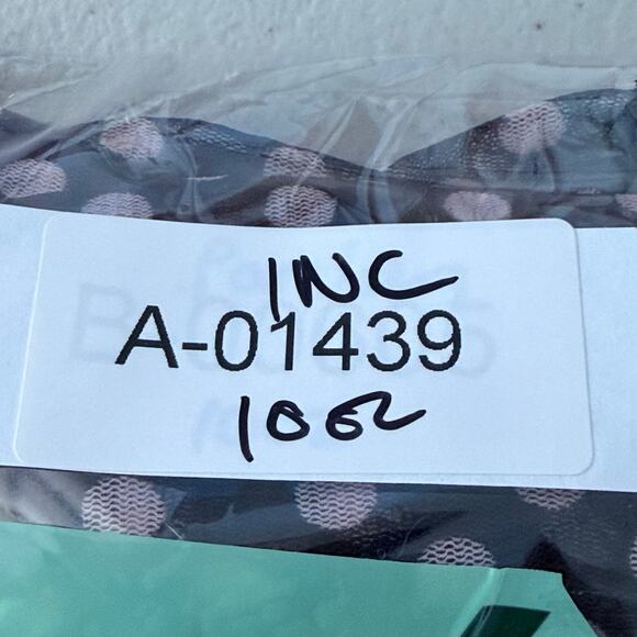 INC International Concepts Blouse 3X Black Pink Polka Dot Sheer Mesh Faux Wrap - Picture 8 of 9